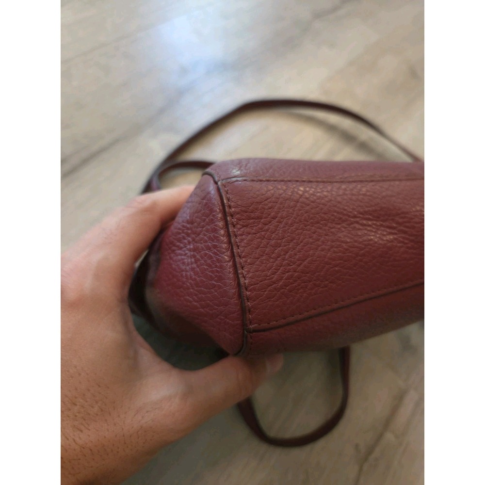 Coach Mini Kelsey Satchel Purse Small Burgundy Pebbled Leather Bag - Picture 10 of 16